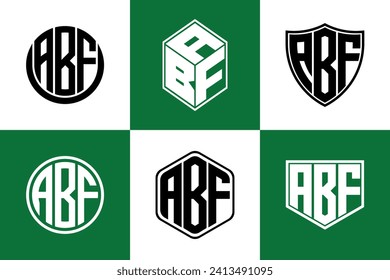 ABF initial letter geometric shape icon logo design vector. monogram, lettermark, circle, polygon, shield, symbol, emblem, elegant, abstract, wordmark, sign, art, typography, icon, geometric, shape