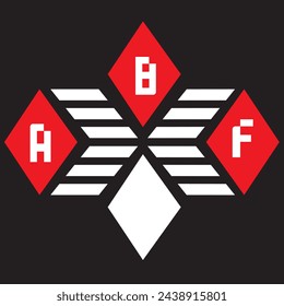 ABF letter logo vector design  red an white, black color background ABF letter logo - icon design
