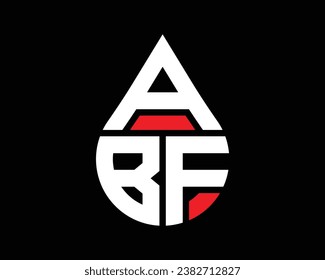 Diseño del logotipo de la forma de gota de agua de la letra ABF. Diseño sencillo del logotipo de caída ABF.
