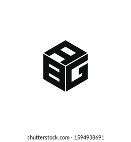 ABG triple cubic alphabet letter vector geometric font icon & Logo for your design. svg