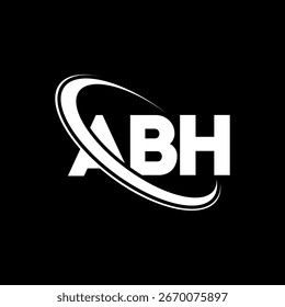 Logotipo da ABH. Projeto do logotipo da letra ABH. Logotipo inicial ABH vinculado ao logotipo de monograma em círculo e maiúsculo. TIPOGRAFIA ABH para marca de tecnologia, negócios e imóveis.
