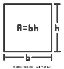 A=bh vector Area of a Rectangle concept icon or symbol in outline style 