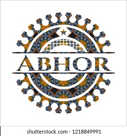 Abhor arabesque style badge. arabic decoration.