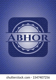 Abhor badge with jean texture. Vector Illustration. Detailed.