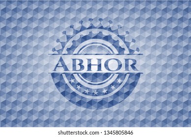 Abhor blue polygonal badge.