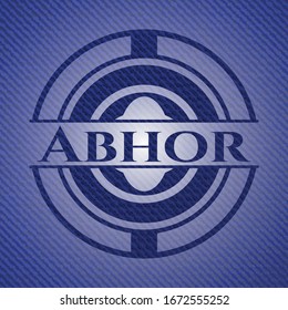 Abhor emblem with denim high quality background. Vector Illustration. Detailed.