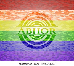 Abhor emblem on mosaic background with the colors of the LGBT flag