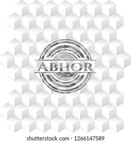 Abhor grey emblem with geometric cube white background