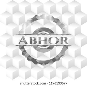 Abhor grey emblem. Retro with geometric cube white background