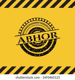 Abhor inside warning sign, black grunge emblem. Vector Illustration. Detailed.