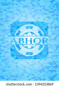 Abhor light blue emblem with mosaic background