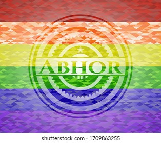 Abhor on mosaic background with the colors of the LGBT flag. 