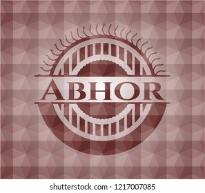 Abhor red geometric pattern emblem. Seamless.