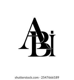 ARTE VECTORIAL plano del logotipo de la letra de ABI con el fondo blanco