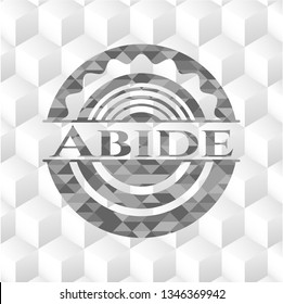 Abide grey badge with geometric cube white background