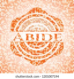 Abide orange tile background illustration. Square geometric mosaic seamless pattern with emblem inside.