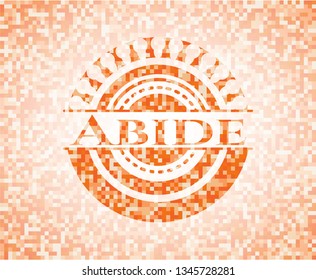 Abide orange tile background illustration. Square geometric mosaic seamless pattern with emblem inside.