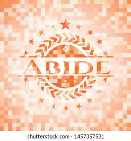 Abide orange tile background illustration. Square geometric mosaic seamless pattern with emblem inside.