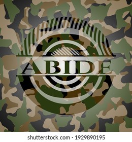 Abide written on a camouflage texture. Vector Illustration. Detailed. 