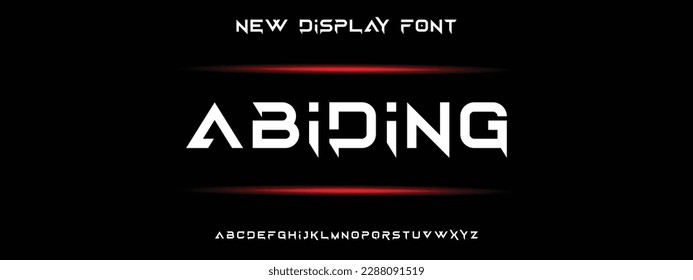 ABIDING Abstract modern minimal alphabet fonts. Typography urban style for fun, sport, technology, fashion, digital, future creative logo font. vector illustration.