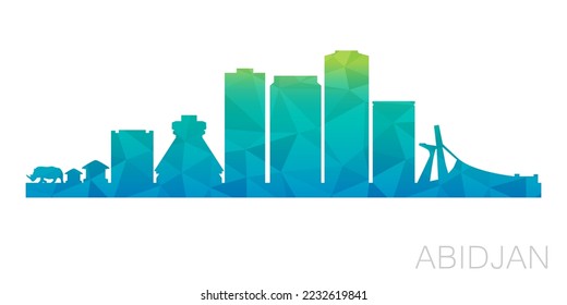 Abidjan, Côte d'Ivoire Low Poly Skyline Clip Art City Design. Geometric Polygon Graphic Horizon Icon. Vector Illustration Symbol.