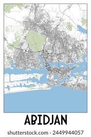Abidjan, Côte d'Ivoire map poster art