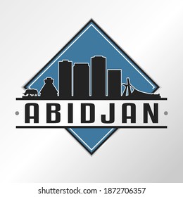 Abidjan, Côte d'Ivoire Skyline Logo. Adventure Landscape Design Vector City Illustration.