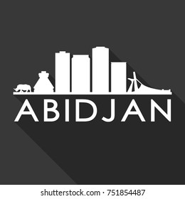 Abidjan Flat Icon Skyline Silhouette Design City Vector Art Famous Buildings.
