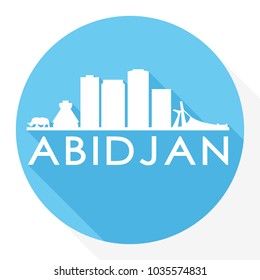 Abidjan Ivory Coast Flat Icon Skyline Silhouette Design City Vector Art.