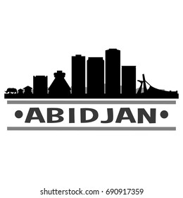 Abidjan Skyline Silhouette City Vector Design Art