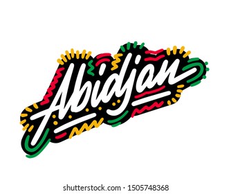 Abidjan, text design. Vector calligraphy. Typography poster. Usable as background.