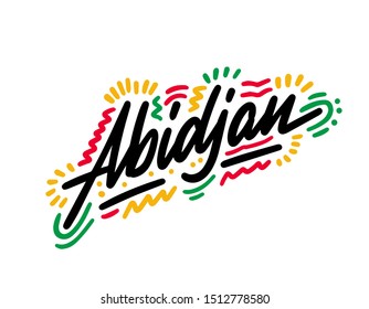 Abidjan, text design. Vector calligraphy. Typography poster. Usable as background.