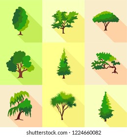 Abies icons set. Flat set of 9 abies vector icons for web isolated on white background