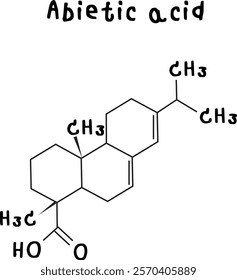 Abietic acid,chemical structure of Abietic acid illustration on transparency background