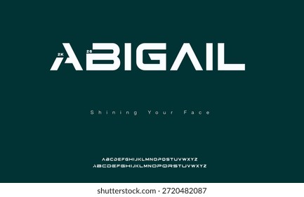 Abigail criativo alfabeto moderno. Tipografia com regular moderno e número. fontes estilo minimalista conjunto. ilustração vetorial