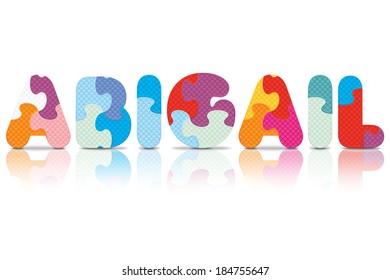 ABIGAIL written with alphabet puzzle - vector illustration