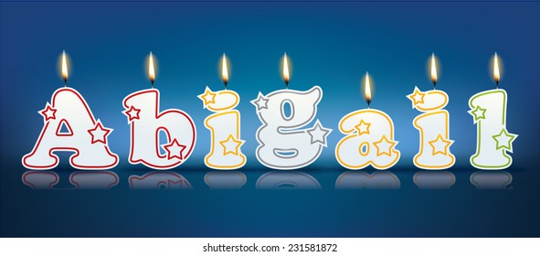 ABIGAIL written with burning candles - vector illustration