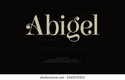 Abigel tipografia beleza moda elegante minimalista serif italic fontes decorativo casamento vintage retro logos. Logotipo de fonte de luxo mínimo alfabeto. Ilustração vetorial