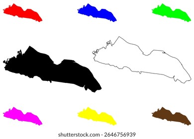 Cidade de Abiko (Japão, Nihon-koku ou Nippon-koku, região de Kanto) mapa ilustração vetorial, esboço de rabisco Mapa de Abiko-shi