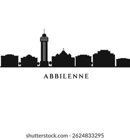 Abilene Skyline Silhouette with Texas Landmark.