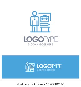 Abilities, Accomplished, Achieve, Businessman Blue outLine Logo with place for tagline