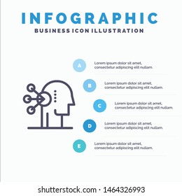 Abilities, Assortment, Concentration, Human Line icon with 5 steps presentation infographics Background. Vector Icon Template background