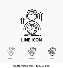 abilities, development, Female, global, online Icon in Thin, Regular and Bold Line Style. Vector illustration