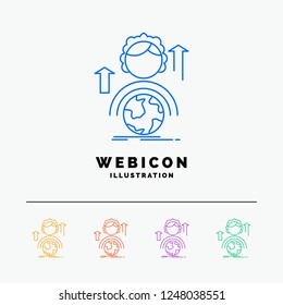 abilities, development, Female, global, online 5 Color Line Web Icon Template isolated on white. Vector illustration