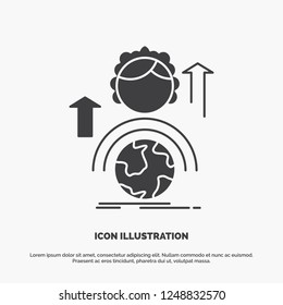 abilities, development, Female, global, online Icon. glyph vector gray symbol for UI and UX, website or mobile application