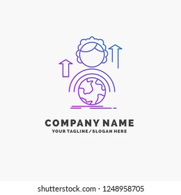 abilities, development, Female, global, online Purple Business Logo Template. Place for Tagline
