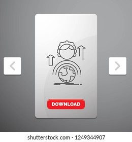 abilities, development, Female, global, online Line Icon in Carousal Pagination Slider Design & Red Download Button