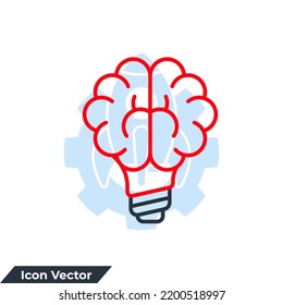 abilities icon logo vector illustration. Creative idea. Brain in light bulb symbol template for graphic and web design collection