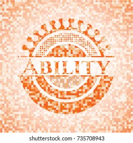 Ability abstract orange mosaic emblem