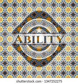 Ability arabesque style emblem. arabic decoration.